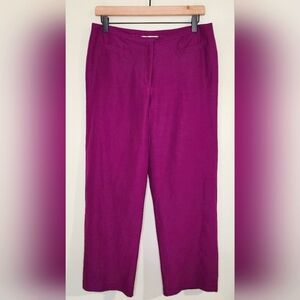 Transitions Pant Women's Size 6 Purple Silk Linen Blend Straight Leg Ankle